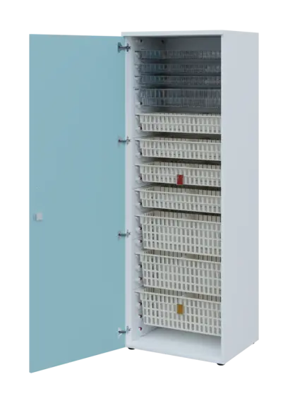 EUROMEDICA D - 66 skříň léková boxová, 1-dveřová, levá, 1950x660x535, korpus bílý, dvířka obloha